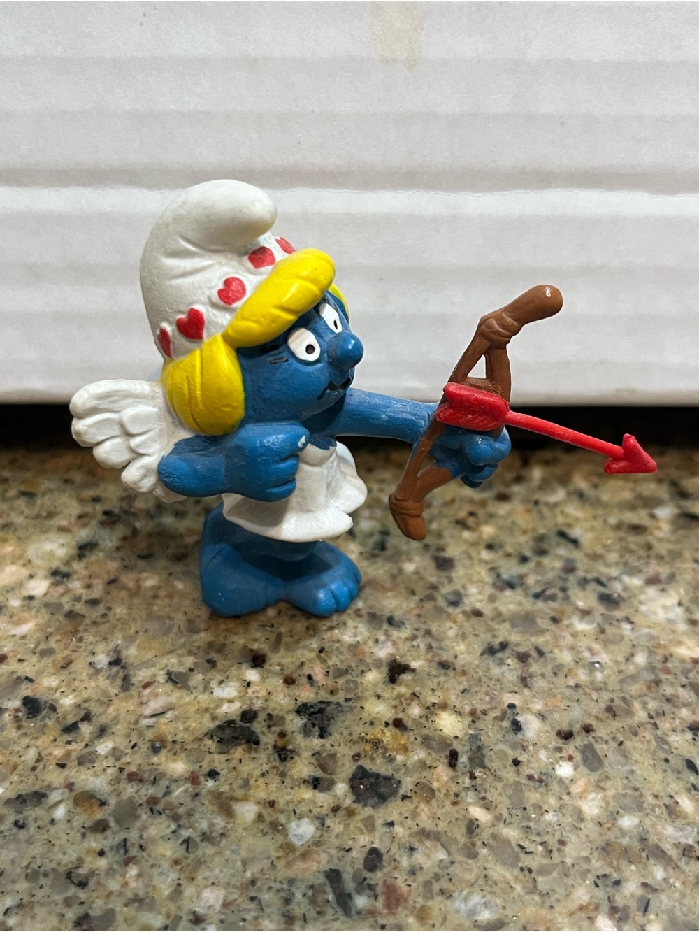 Smurfs Valentine Smurfette Smurf Cupid Bow & Arrow Vintage Display Figure